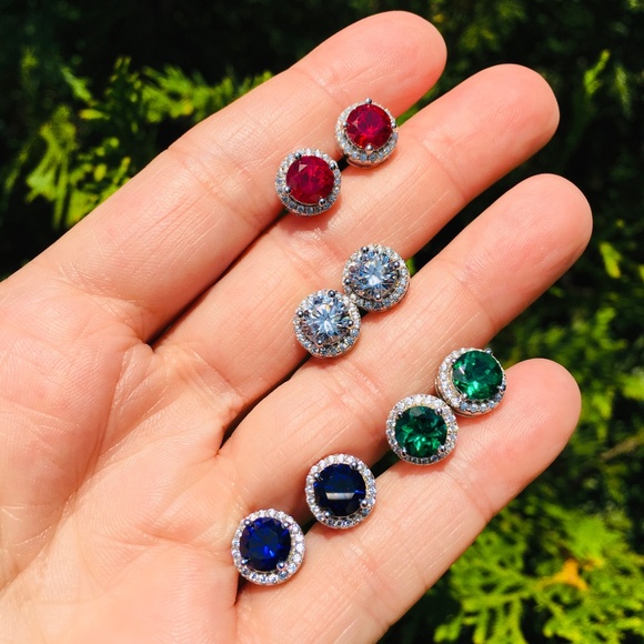 New! Anna Zuckerman 2ctw. Simulated Ruby Stud Earrings - Picture 6 of 6